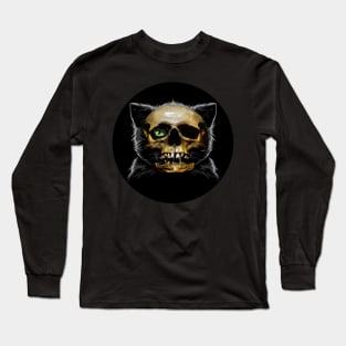 cat wearing skull mask Long Sleeve T-Shirt